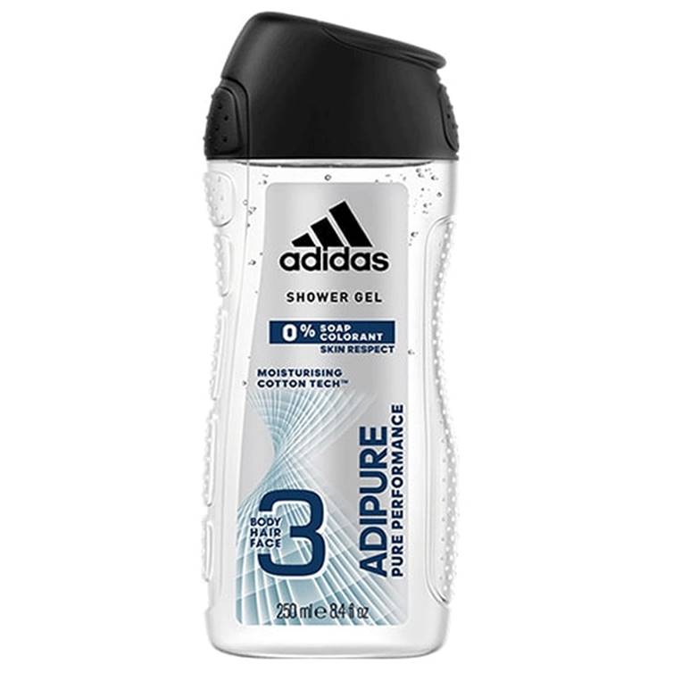 Adidas ADIPURE Shower Gel 3 in 1 Body, Hair and Face 250ml