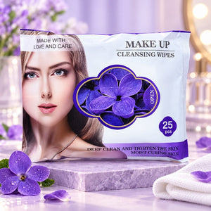 25-piece makeup cleansing wipes lavender