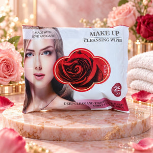 25-piece makeup cleansing wipes rose