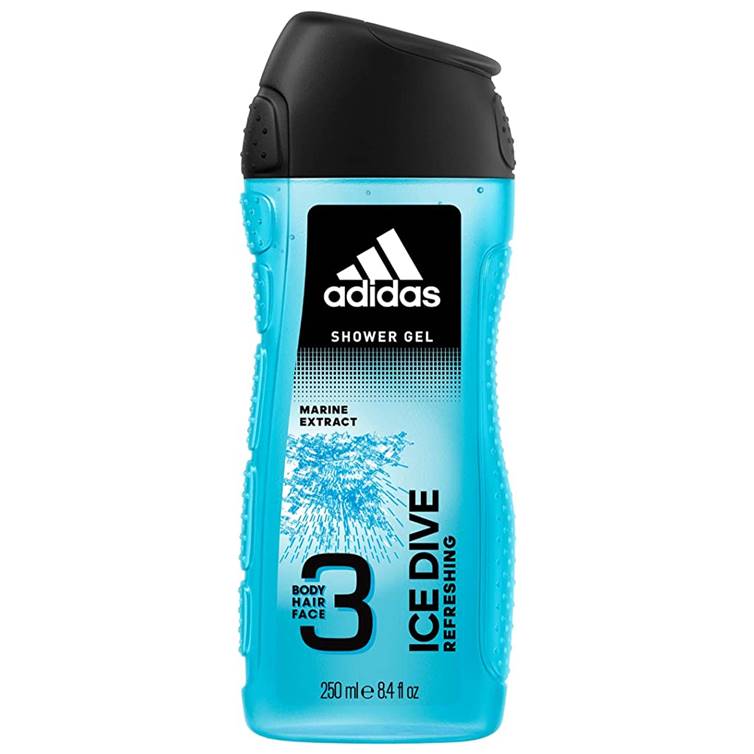 Adidas Ice Dive Shower Gel 3 in 1 Body, Hair and Face 250ml