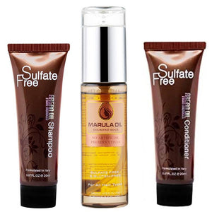 Argan Marula Oil Sulfate Free Hair Oil 80ml & Argan Oil Shampoo Conditioner 20ml
