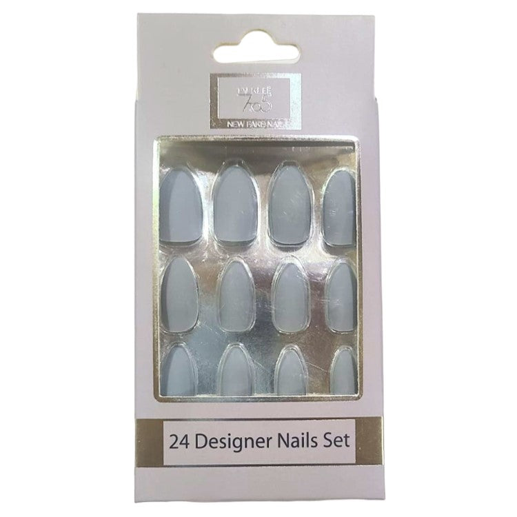 Artificial Acrylic Nails Shade Grey (Pack of 24)