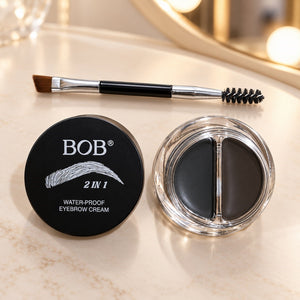 BOB 2-in-1 Waterproof Eyebrow Cream with Dual-Ended Brush