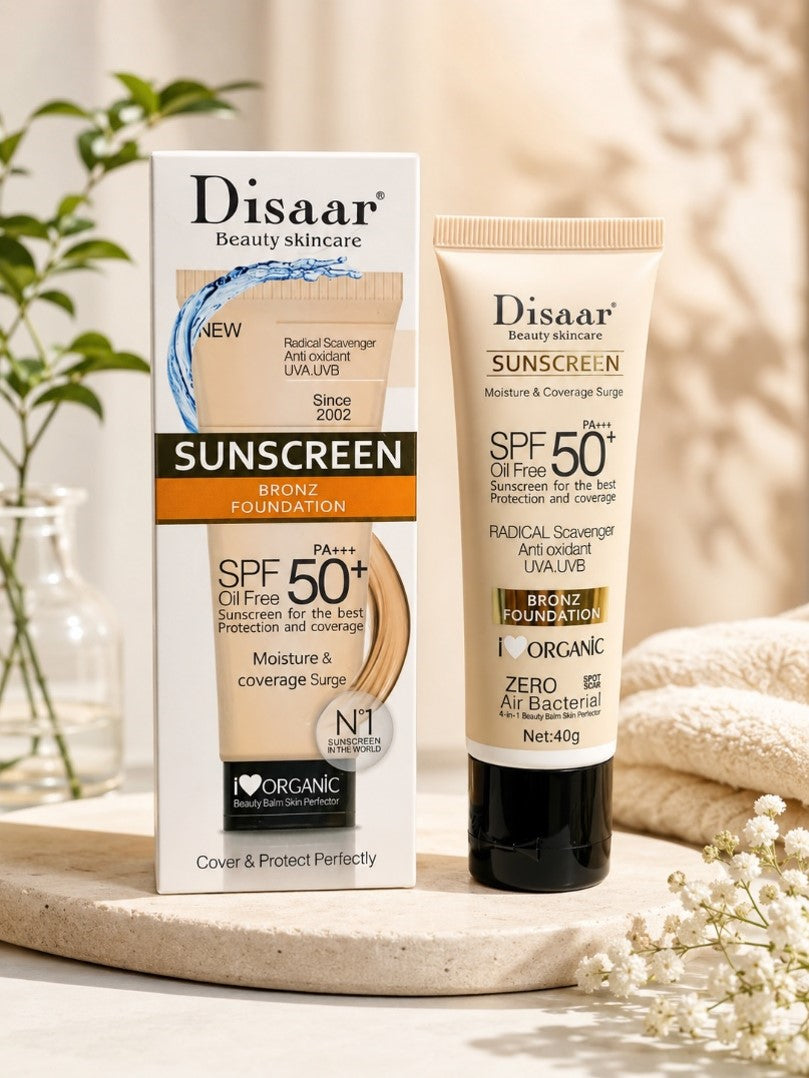 Disaar Sunscreen Bronz Foundation SPF50+ Oil Free UVA UVB 80ml