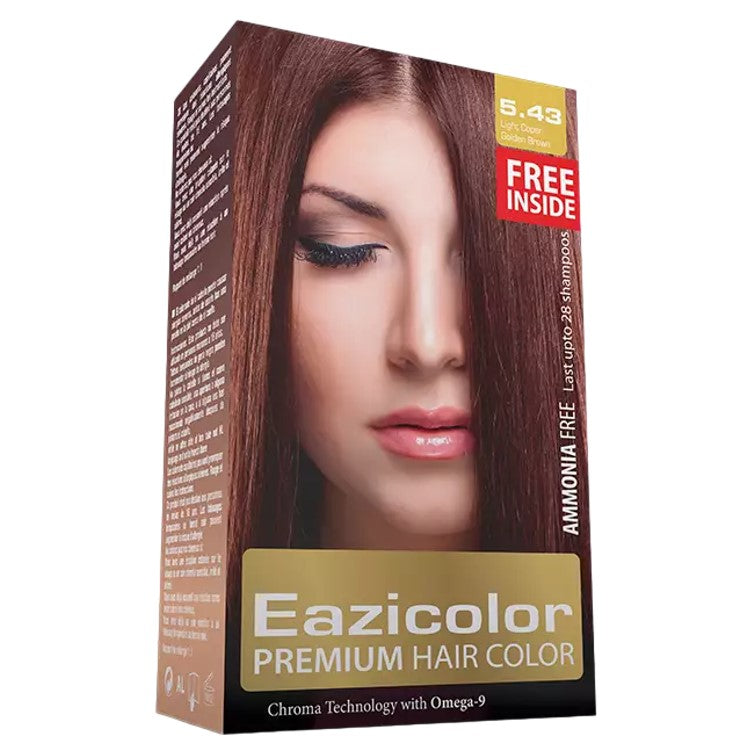 Eazicolor Premium Hair Color Kits for Women 5.43 Light Copper Golden Brown
