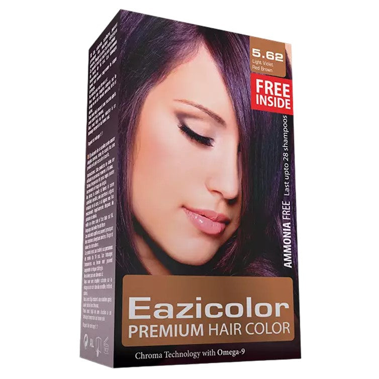 Eazicolor Premium Hair Color Kits for Women 5.62 Light Violet Red Brown