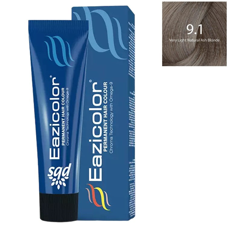 Eazicolor Professional Tube 9.1 Very Light Natural Ash Blonde 60ml