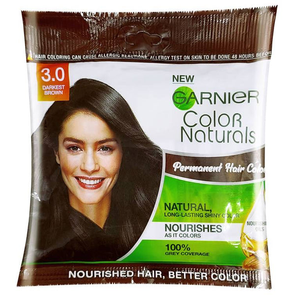 Garnier Color Naturals Permanent Hair Color 3.0 Darkest Brown - Urban ...