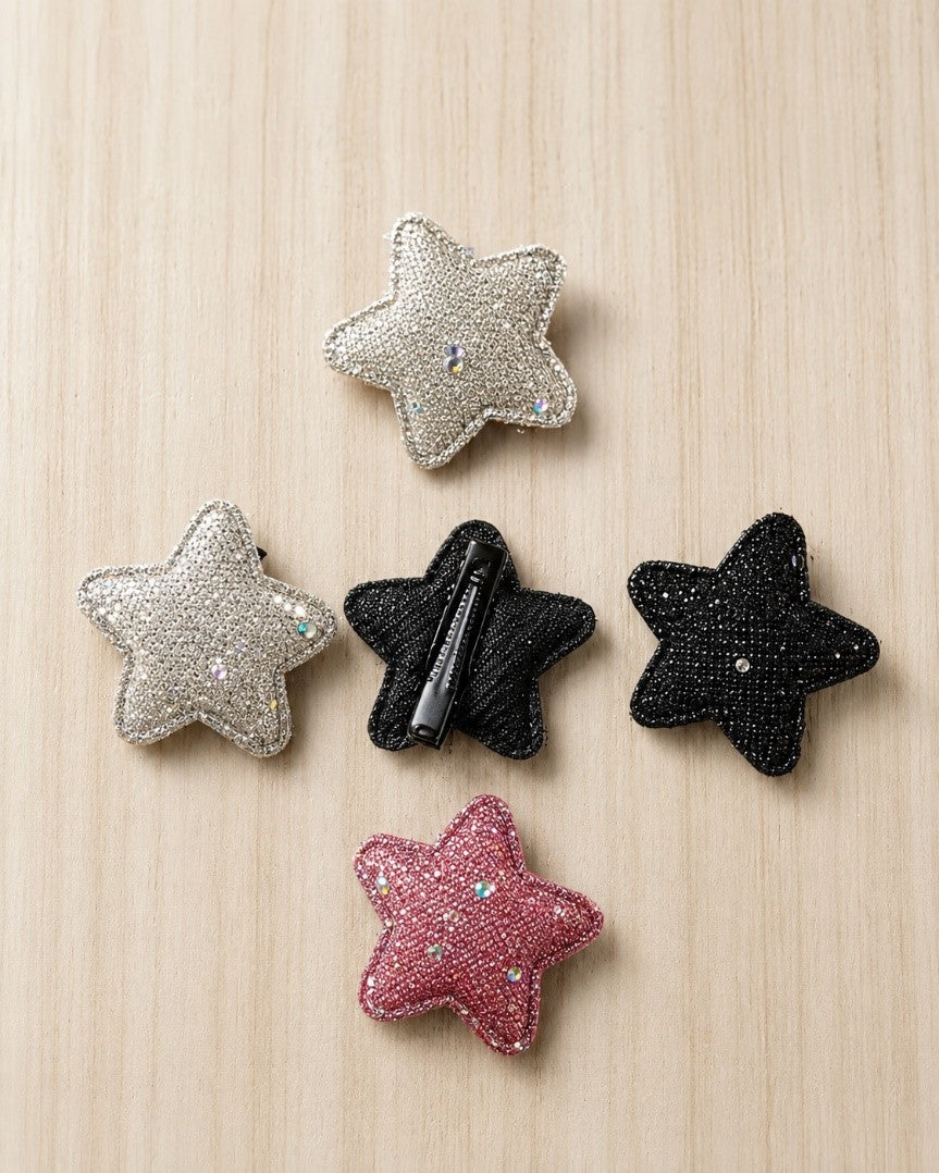 Glittery Star Hair Clip Pack of 4