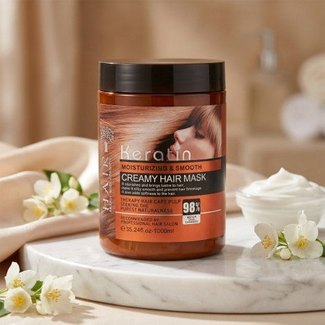 Keratin Moisturizing & Smooth Creamy Hair Mask for Hair Fall & Breakage 1000ml