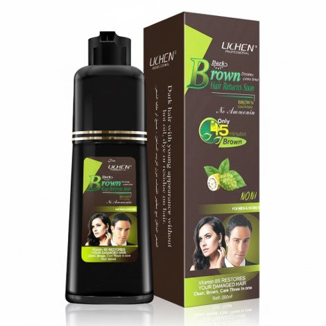 Lichen Hair Color Dark Brown Shampoo Only 5min Brown 200ml