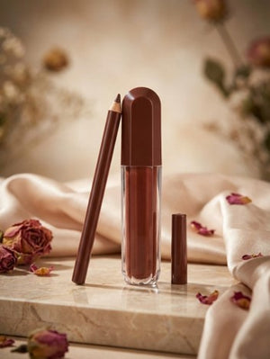 Matte Lip Gloss Liquid Lipstick with Lip Pencil 2 IN 1
