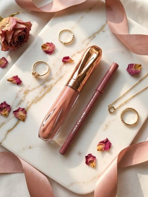 Matte Lip Gloss Liquid Lipstick with Lip Pencil 2 IN 1
