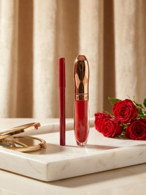 Matte Lip Gloss Liquid Lipstick with Lip Pencil 2 IN 1