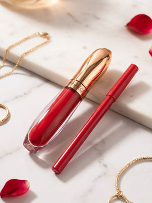 Matte Lip Gloss Liquid Lipstick with Lip Pencil 2 IN 1