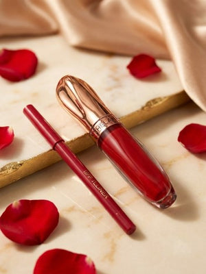 Matte Lip Gloss Liquid Lipstick with Lip Pencil 2 IN 1