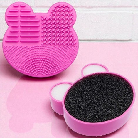 Mickey Shaped Silicone Makeup Brush Scrubbing Pad Sponge 2 IN 1