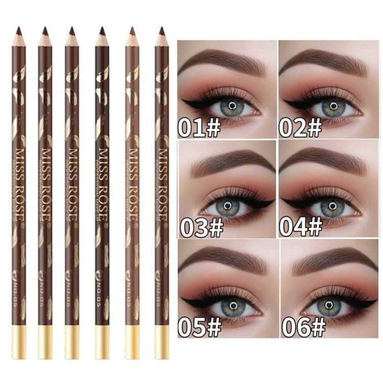 Miss Rose 2 IN 1 Eyebrow and Eyeliner with Sharpener (Pack of 6)