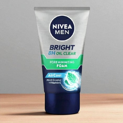 Nivea Men Bright 8H Oil Clear Pore Minimizing Foam 100ml