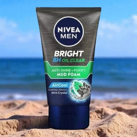Nivea Men Bright 8H Oil Clear Anti Shine Purify Mud Foam 100ml