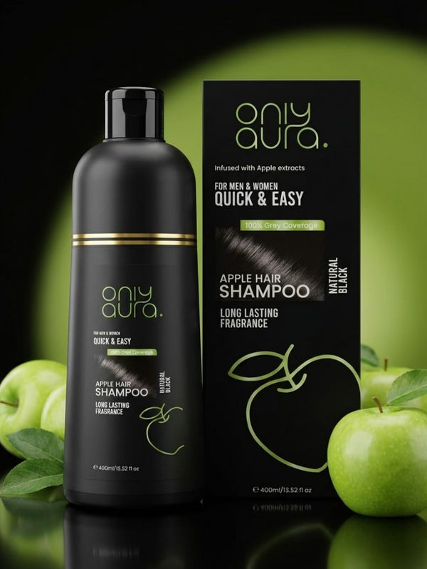 Onlyaura Apple Instant Hair Color Shampoo Natural Black 400ml Large ...