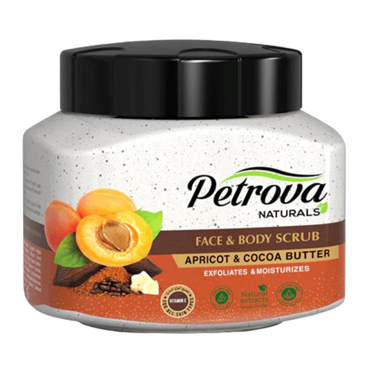 Petrova Naturals Apricot and Cocoa Butter Face & Body Scrub 500ml