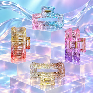 Rectangle Hair Claw Clip Ripple Gradient for Thick Hair