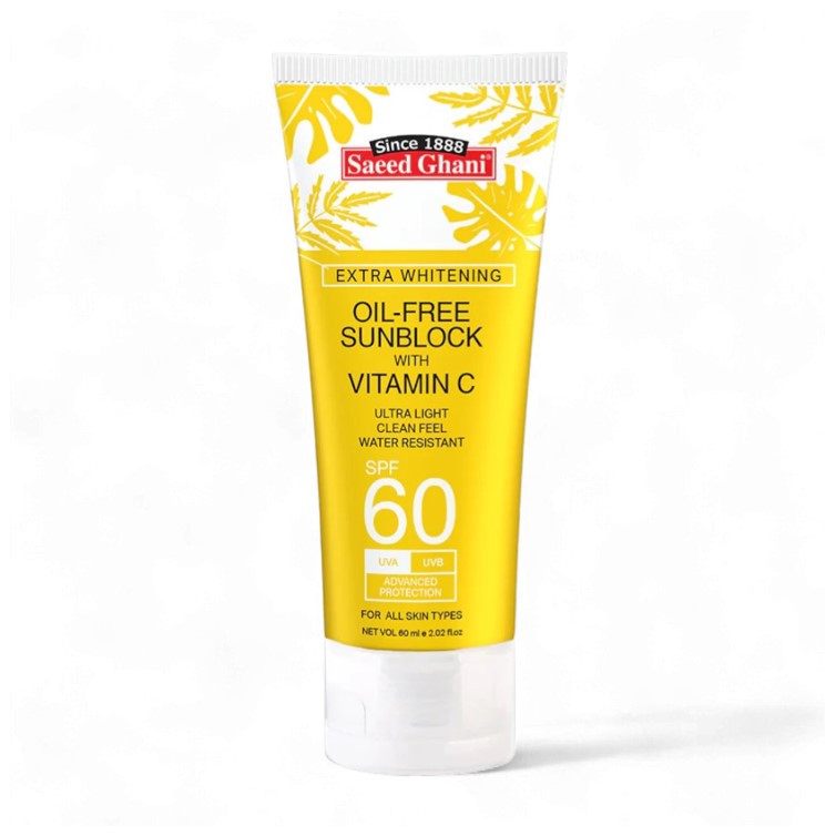 Saeed Ghani Extra Whitening Oil Free Sunblock with Vitamin C SPF60 60ml