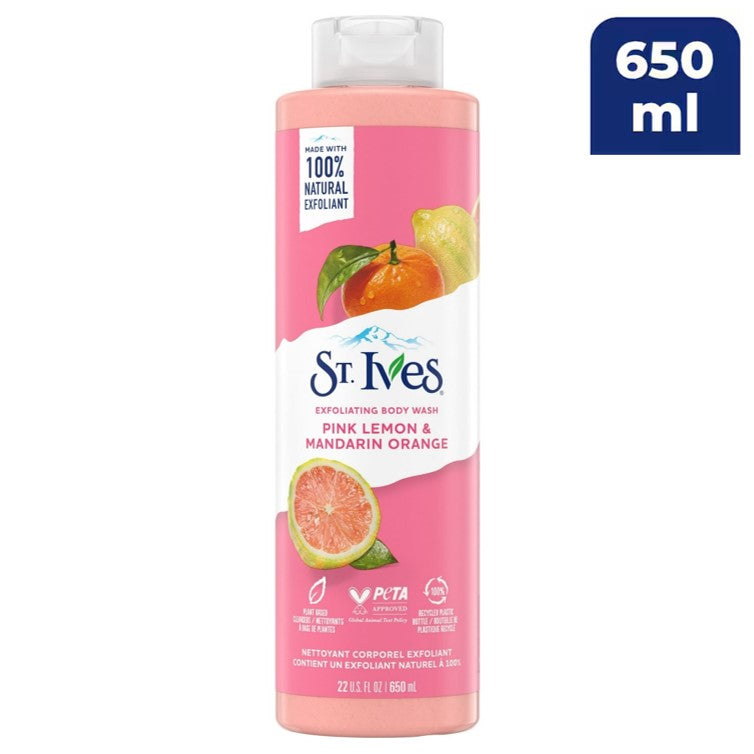 St. Ives Pink Lemon & Mandarin Orange Exfoliating Body Wash 650ml