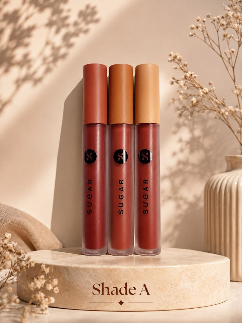 Sugar Lip Glaze Velvet Lip Cream Lipstick (Pack of 3)