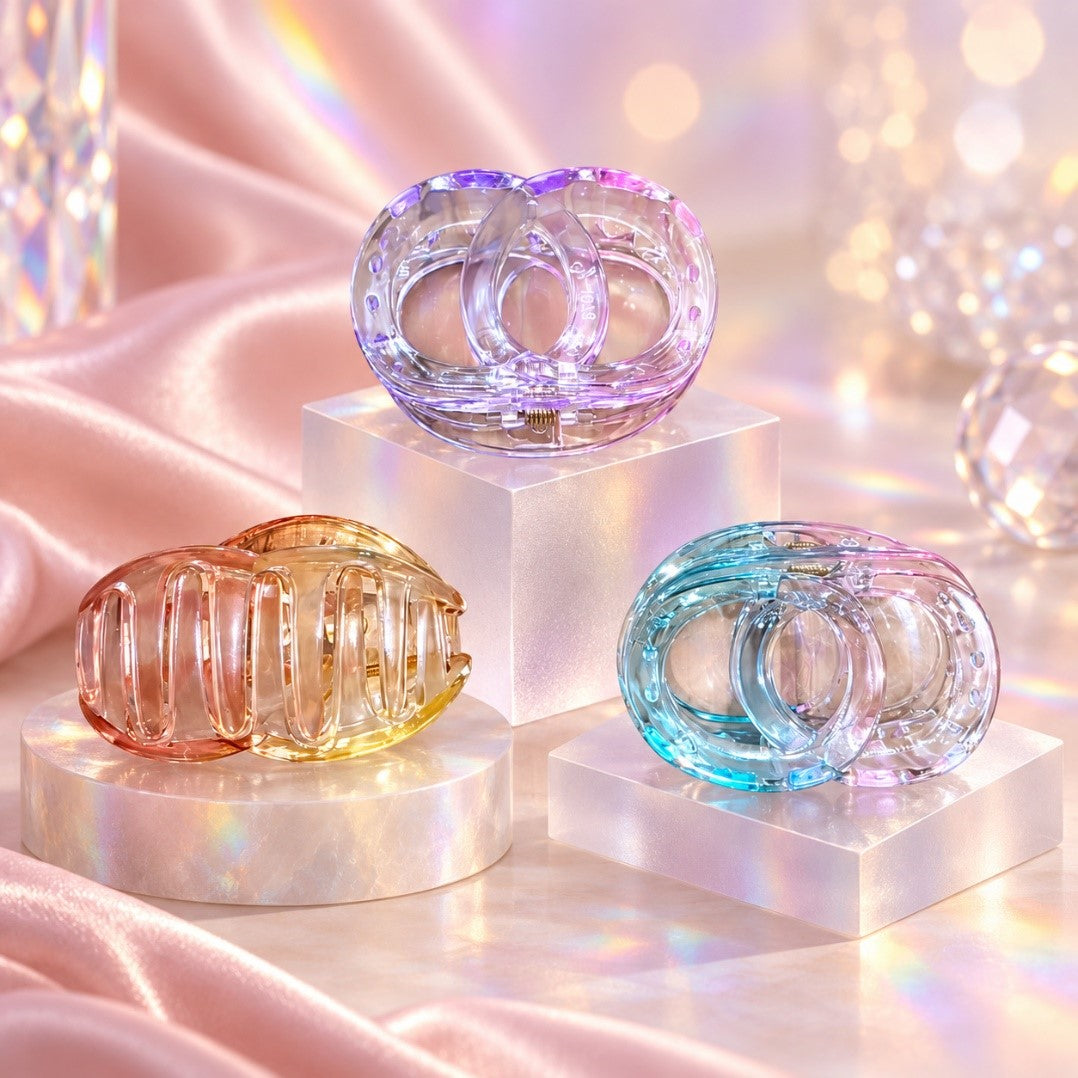 Transparent Double Ring Hair Claw Clip