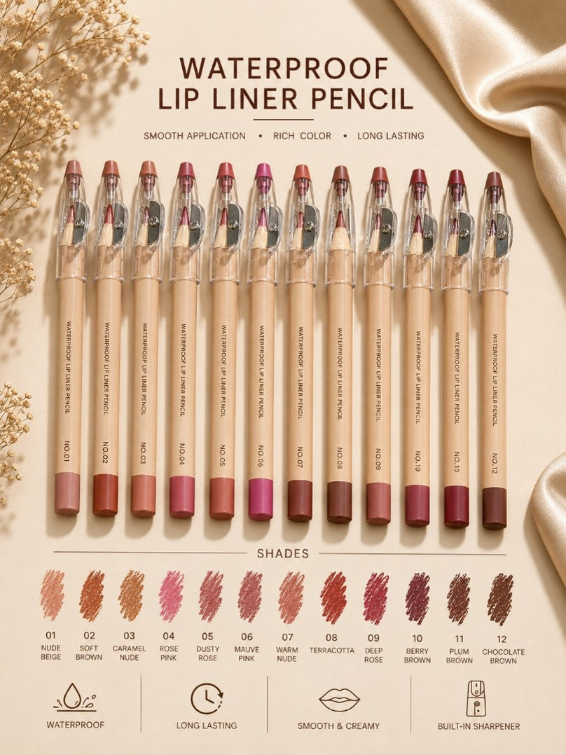Waterproof Lip Liner with Sharpener