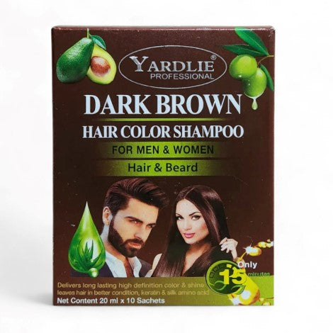 Yardlie Hair Color Shampoo Sachet Dark Brown