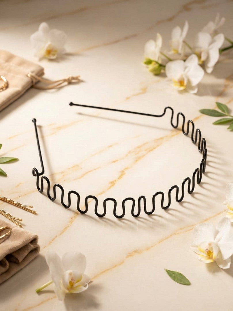 Zigzag Wave Black Metal Hairband