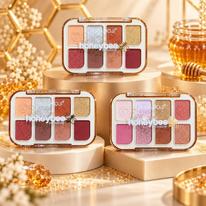 HUDAMOJI Honeybee 8-color eyeshadow palettes in shades 01, 02 and 03