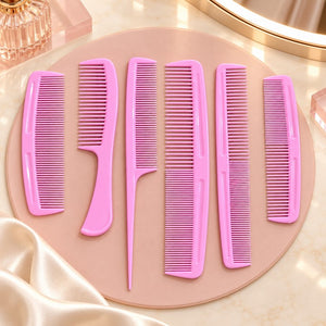 Laimei 6-piece assorted pink hair comb set