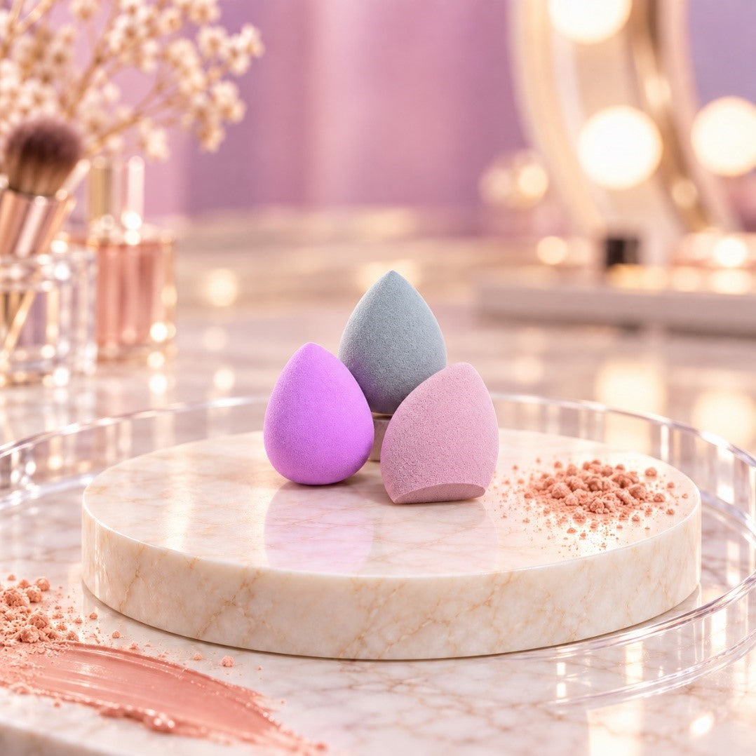 Three mini makeup blender sponges for foundation and concealer