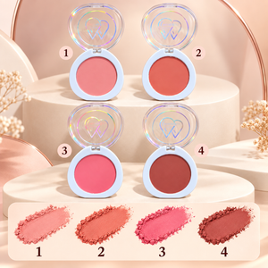 Powder blush matte compact shades 01, 02, 03 and 04 with swatches