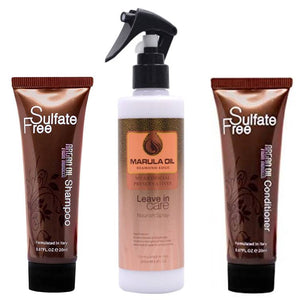 Argan Marula Oil Leave In Care Nourish Spray 250ml & Sulfate Free Shampoo Conditioner 20ml