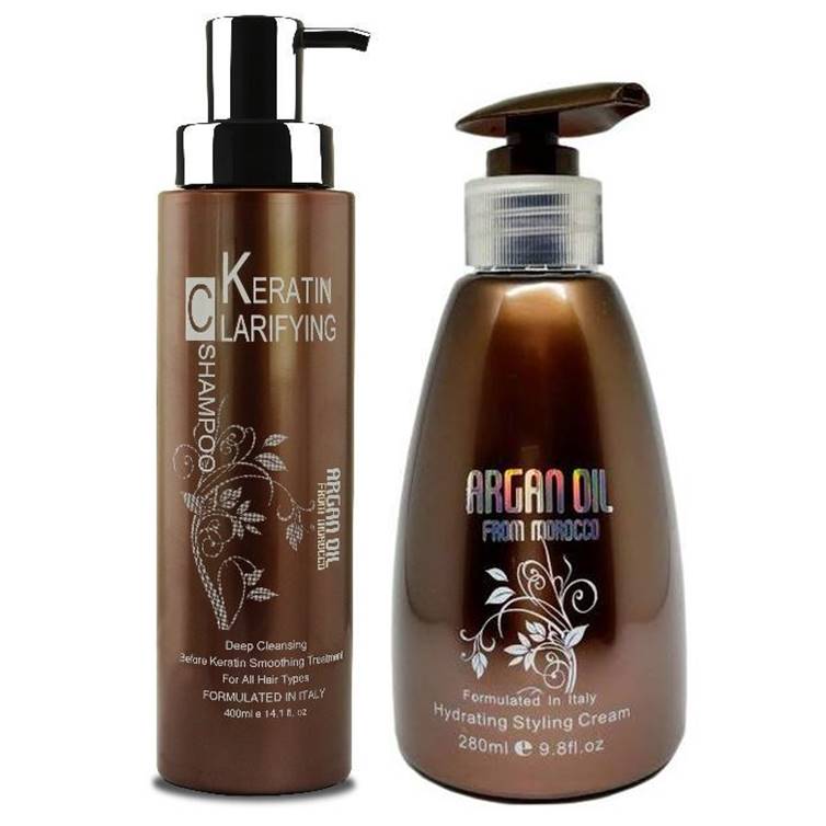 Argan Oil Keratin Clarifying Shampoo 400ml & Sulfate Free Conditioning Cream 280ml