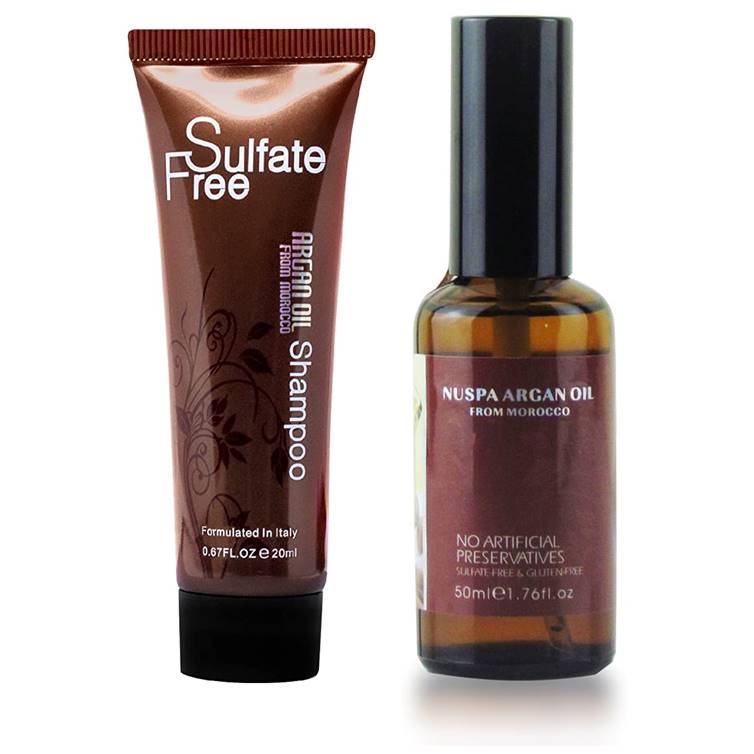 Argan Sulfate Free Shampoo 20ml & Argan Oil Organic for Hair, Skin & Face 50ml