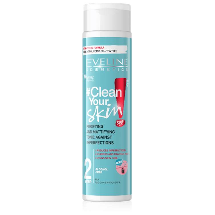 Eveline Clean Your Skin Purifying And Mattifying Tonic Step 2 225ml
