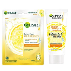 Garnier Light Complete Face Serum Sheet Mask & Face Wash Bundle