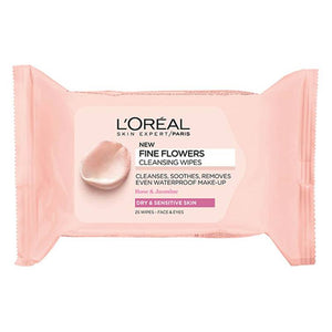 L'Oreal Fine Flowers Cleansing Wipes For Dry & Sensitive Skin 25pcs