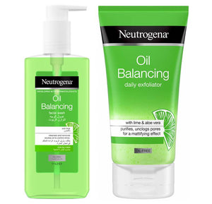 Neutrogena Oil Balancing Facial Wash & Daily Exfoliating with Lime Bundle