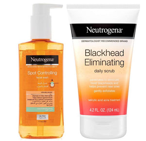 Neutrogena Spot Controlling Oil Free Facial Wash & Blackhead Eliminating Scrub Bundle