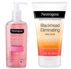 Neutrogena Visibly Clear Pink Grapefruit Facial Wash & Blackhead Facial Scrub Bundle