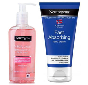 Neutrogena Visibly Clear Pink Grapefruit Facial Wash & Norwegian Formula Fast Absorbing Hand Cream