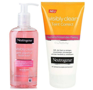 Neutrogena Visibly Clear Pink Grapefruit Facial Wash & Visibly Clear Teint Correct Bundle
