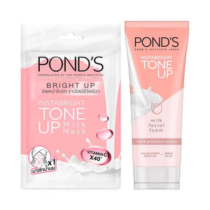 Pond's INSTABRIGHT TONE UP Milk Facial Foam & Sheet Mask Bundle